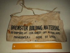 BREWSTER BUILDING MATERIAL Providence RI Carpenters Canvas Nail Apron c1950