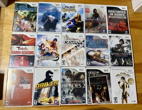 Nintendo Wii Bundle/Lot Of 15 Games (Sin & Punishment, Godfather, Resident Evil)