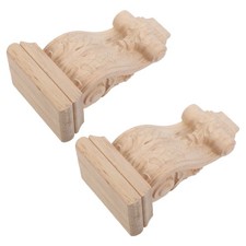 2 Pcs Carved Solid Wood Capital Corbels for Shelves Vintage Shelf Brackets