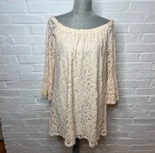 Altar’d State Lace Off the Shoulder Mini Dress in Cream Size Medium