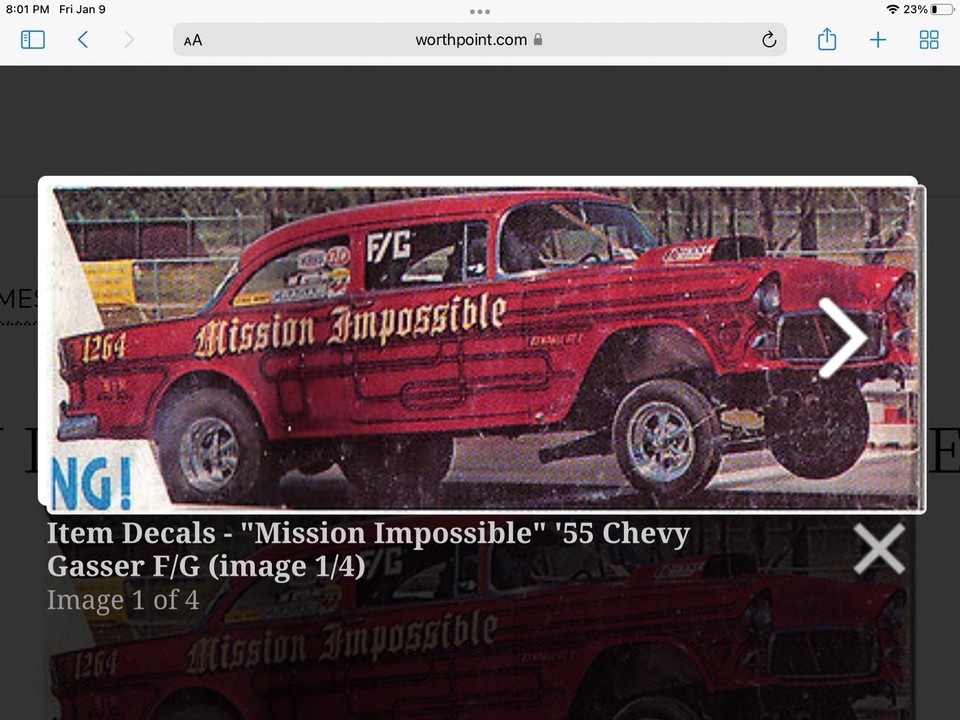 DECALS-Mission Impossible” 55 Chev Gasser, Beautiful, Decal skill ...