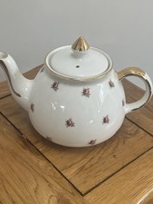 Vintage Gibson Staffordshire Rose Teapot With Gold Trim Made In England