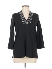 Jones New York Signature Women Black 3/4 Sleeve T-Shirt M