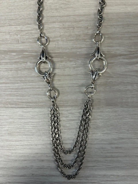 Ann King Statement Necklace Sterling Silver 22" Cable Chain - Image 2 of 4