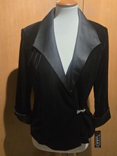 Alex Evenings Black Jacket Rhinestone Clasp Womens Size Med New With Tag
