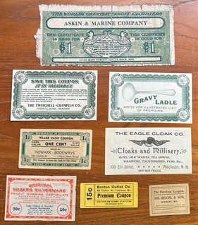 Here is a group of 8 vintage advertising coupons