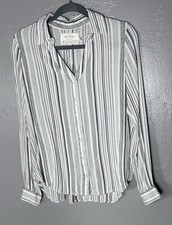 Women’s Old Ranch 100% Organic Cotton Long Sleeve Button Down V Neck Collar M