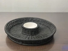 Pottery Barn All Weather Wicker Chip and Dip Serving Tray Server Party Bowl 