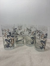 Blue Butterflies Pattern set of 4 Noritake "Kilkee" 12 Ounce Tumbler - vintage