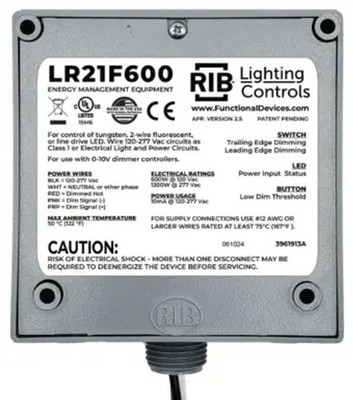 RIB LR21F600 Enclosed 600W 0-10V Universal Phase Angle Dimmer 120-277VAC  P1