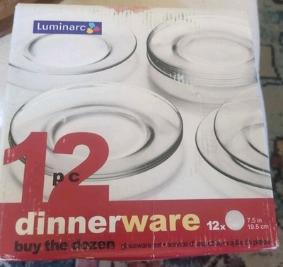 12 Luminarc ARC International Clear Glass  Plates Summer Party and Wedding