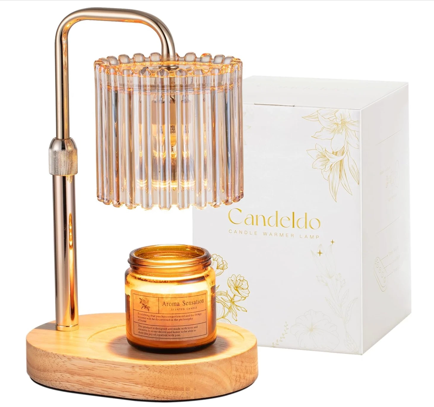 Candeldo Candle Warmer Lamp with Timer Candle Warmer with 2 Bulbs Height Adjust