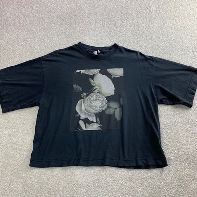 & Other Stories Stockholm Atelier Floral Graphic T-Shirt Black Cotton Size 0