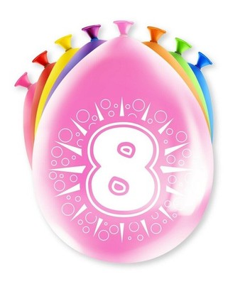 8 Partyballons zum 8. Geburtstag Größe 30 cm