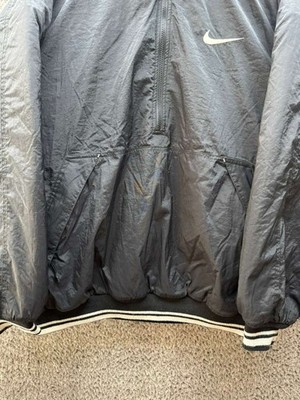 Vintage 90's Nike Half Zip Pullover Puffer Jacket Black White