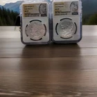 2023 $1 Morgan and Peace Silver Dollar 2pc Set NGC MS69 ER Morgan & Peace Label