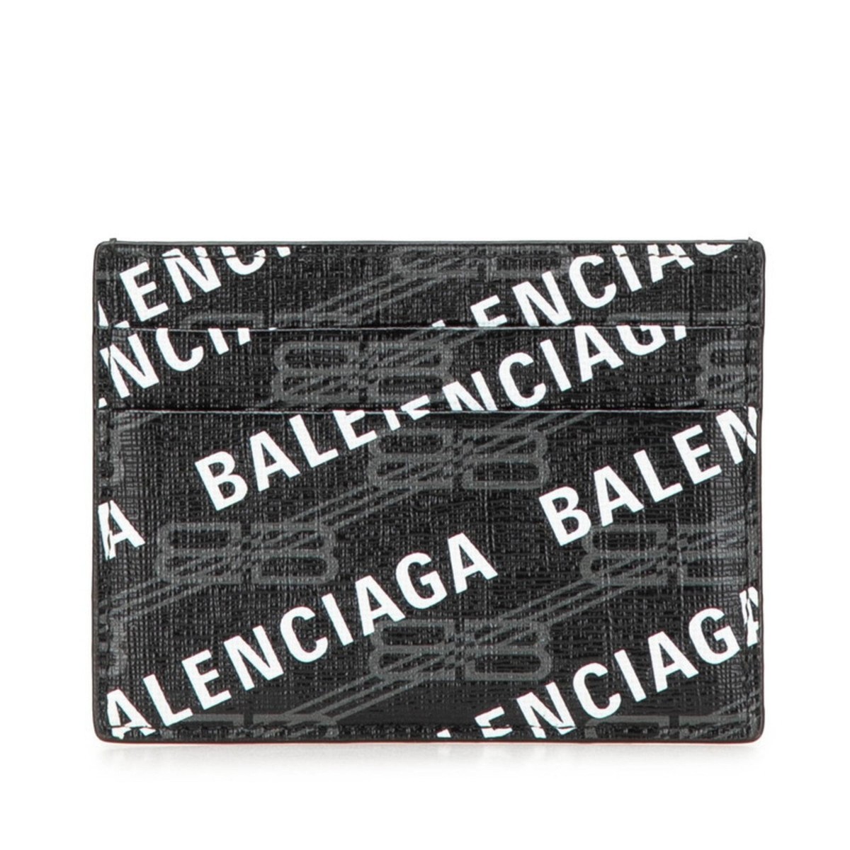 BALENCIAGA 美品　ロゴプリント ケース Balenciaga Logo Card Case/Pass Case 594309 Black/White PVC Men's B