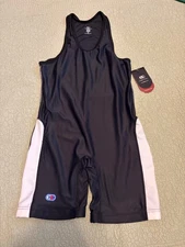 Cliff Keen Black White Wrestling Singlet Unitard Size Adult Large NWT