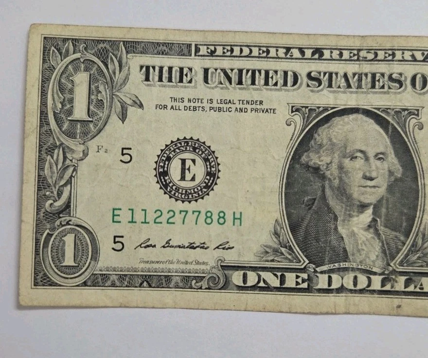 Ascending Pairs E 11227788 H Series 2009 Fancy Serial Number One Dollar Bill - Image 3 of 4