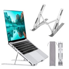 Portable Aluminum Laptop Stand for Desk, 7 Levels Adjustable Height, Silver