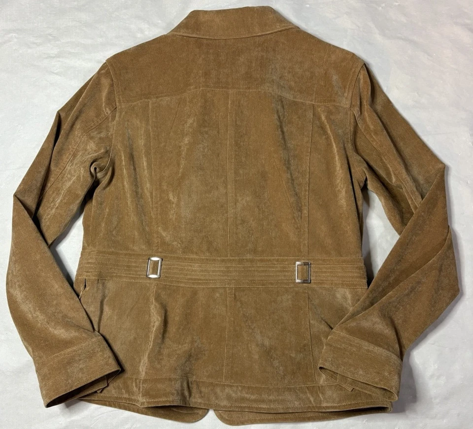 Christopher & Banks Chaqueta de Gamuza Sintética Tostada Cremallera Completa Abrigo de Pana para Mujer Talla M Foto 2 de 4