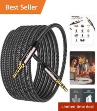 Durable 3.3ft Braided Aux Cord for Clear Stereo Sound, Universal Compatibility
