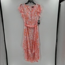 Vince Camuto Women's Asymmetric Hem Midi Dress - Orange Fizz Afterglow XS NWT