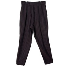 Vintage 80s 90s Dark Academia Plaid Pants High Waisted Pleated Trousers Jr 9