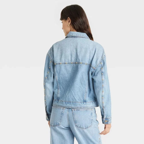 Women's Studded Denim Trucker Jacket - Universal Thread