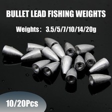 10/20Pcs Bullet Lead Fishing Weights Sinkers Flipping Weights 3.5/5/7/10/14/20g