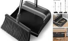 Spreezy Broom with Dustpan Combo Set, 52" Long Handle Standing Dustpan Set,