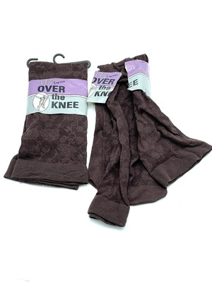 VTG 2-pair Leg Express Over The Knee Socks Women s One Size USA Chocolate Flora