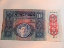 1915 Austria/Hungary 10  Kronen Bank Currency Note-Circulated Condition-ITEM #2