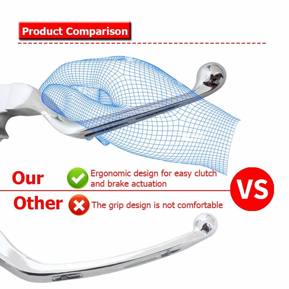 Black/Chrome Slotted Brake Clutch Levers for Harley Sportster Dyna Road Glide - Изображение 4 из 4