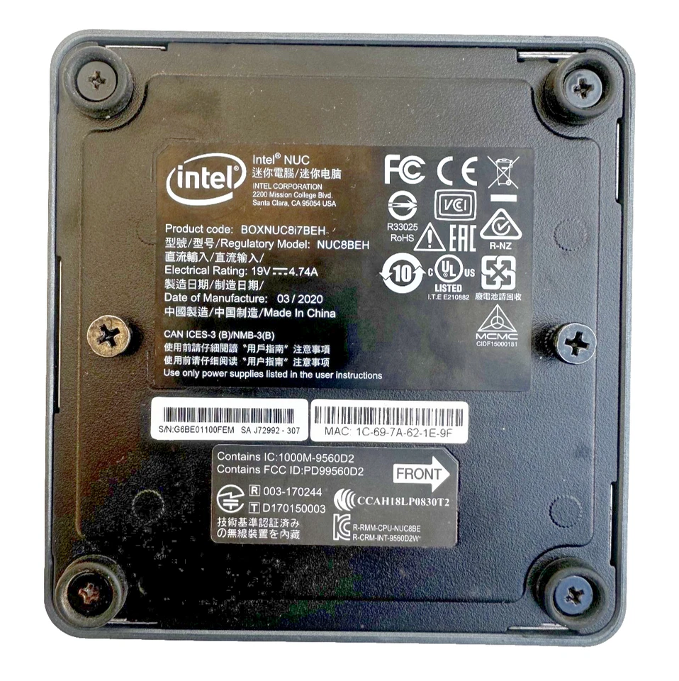 Intel NUC Mini PC NUC8i7BEH i7 8th Gen 8GB RAM 256GB SSD Windows 11 - Image 4 of 4