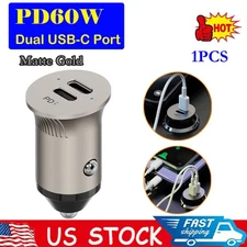 1PCS Dual USB PD Type-C Car Charger 60W Fast Adapter For iPhone 12/13/14/15 USA