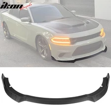 Fits 15-23 Dodge Charger SRT V6 A Style ABS Front Bumper Lip Matte Black 3PCS