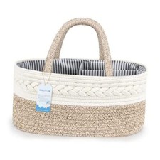 Extra Large Baby Diaper Caddy Organizer, Cotton Rope Nursery Basket, Portable