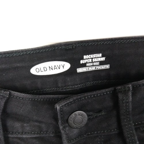 Pantalones de mezclilla Rockstar Old Navy talla 0 para mujer W26 L28 negros tiro alto ajustados desgastados - Imagen 5 de 9