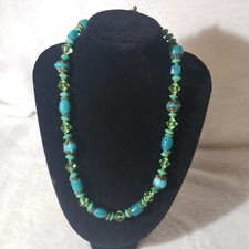 Green Beaded Necklace Green Turquoise Color Necklace Boho Chic Style