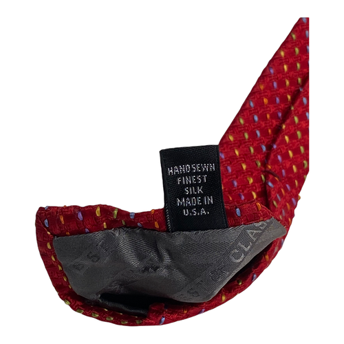 Men Sz 60 x 4in Tie Red Multicolor Stitch Robert Talbott Best of Class Oak Hall - Picture 8 of 11