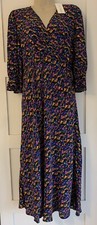 MARKS&SPENCER X GHOST FLORAL PRINT MIDI WRAP DRESS MULTICOLOUR SIZE 10 BNWT M&S