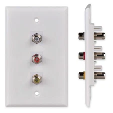 3 Rca Wall Plate Composite Audio Video Rca Pure Copper nickel Plated Keystone 