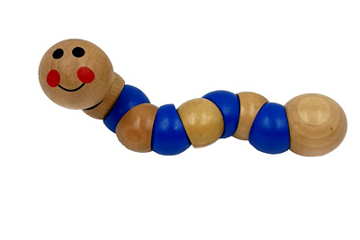 Begin Again Wooden Earthworm Twist Fidget Sensory Stimulation Toy Kids 9'' Cute