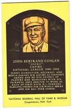 Jocko Conlan Yellow Hall of Fame MLB Plaque Postcard