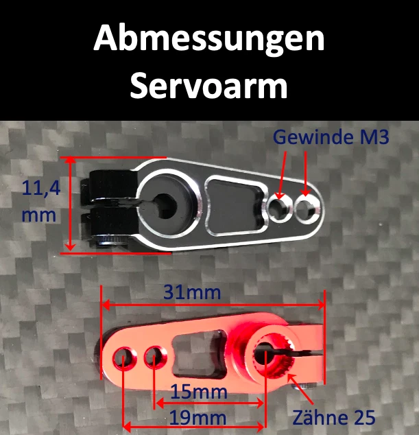 RC Servoarm Servohebel Servohorn Crank 25T Alu 25 Zähne Futuba Savöx MKS CNC - Bild 3 von 4