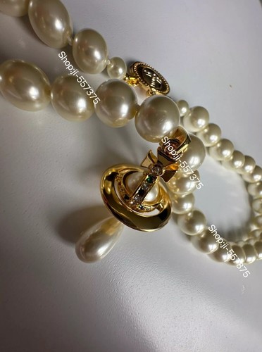 Vivienne Westwood Orbit PEARL DROP CHOKER Gold Tone - Picture 6 of 9