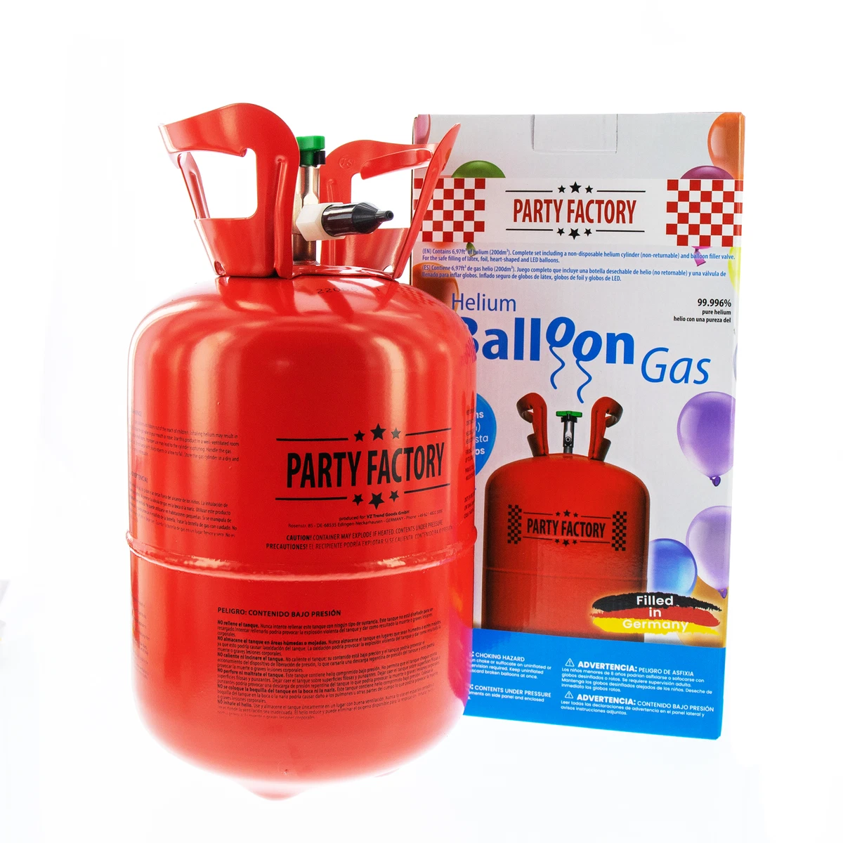 Party Factory Helium balloon gas for up to 30 balloons helium bottle 7 cu.  gas