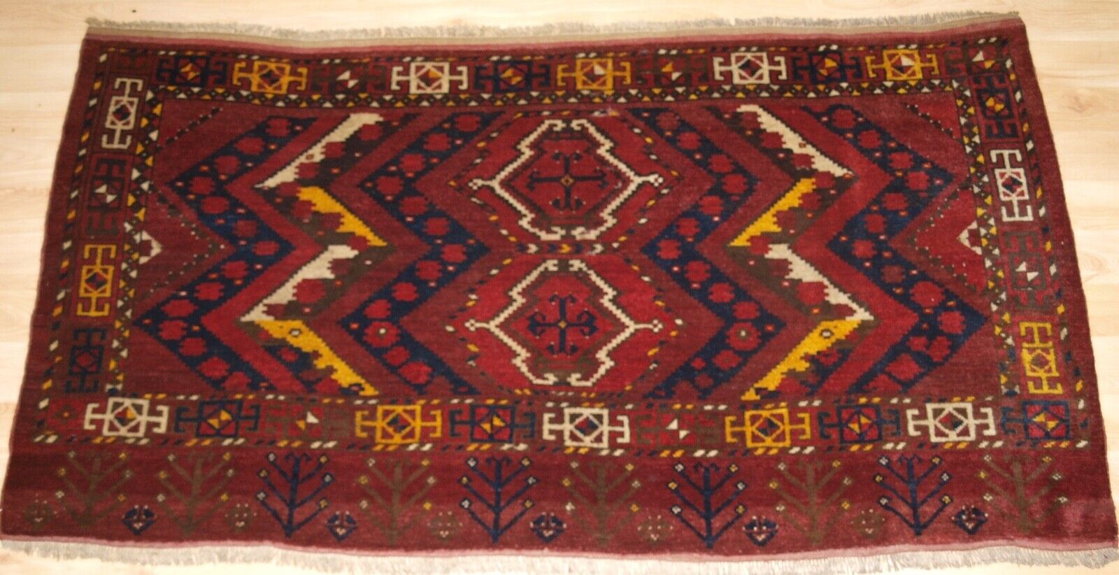 Antique Ersari Beshir Turkmen Ikat Design Chuval, Circa 1900.