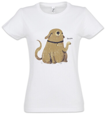 Give Paw Damen T-Shirt Gesicht Toon Comic Dogs Dawg Fun Love Addicted Addiction